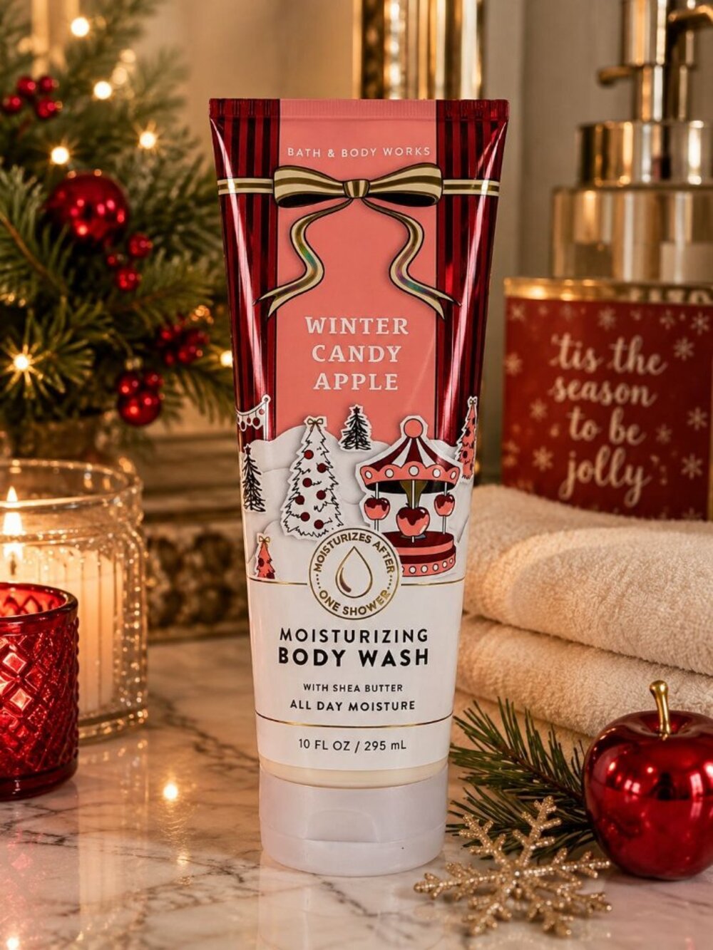 Bath & Body Works Winter Candy Apple Moisturizing Body Wash 10 Oz Holiday